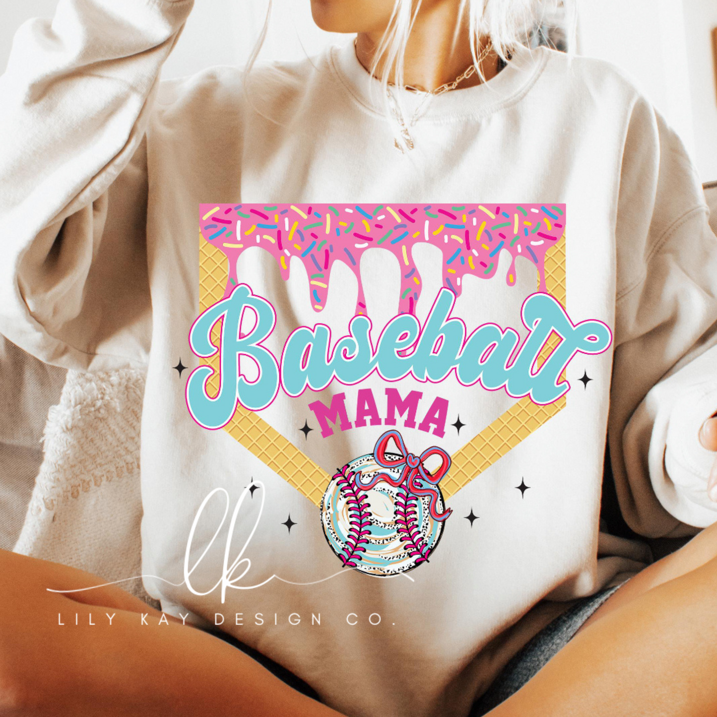 Baseball Mama Ice Cream Drip