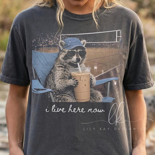 "I Live Here Now" Volleyball Raccoon