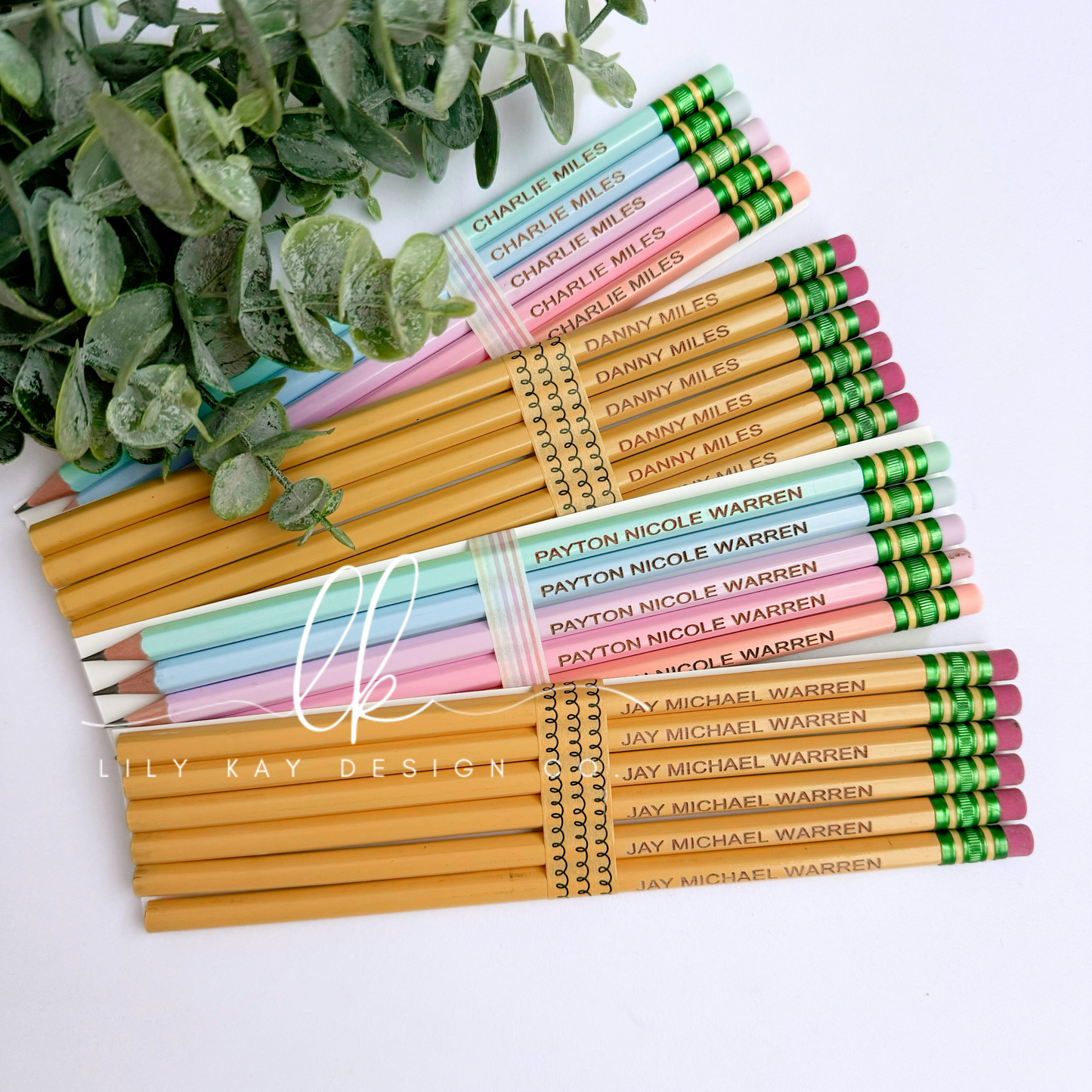 Personalized Yellow or Pastel Pencils