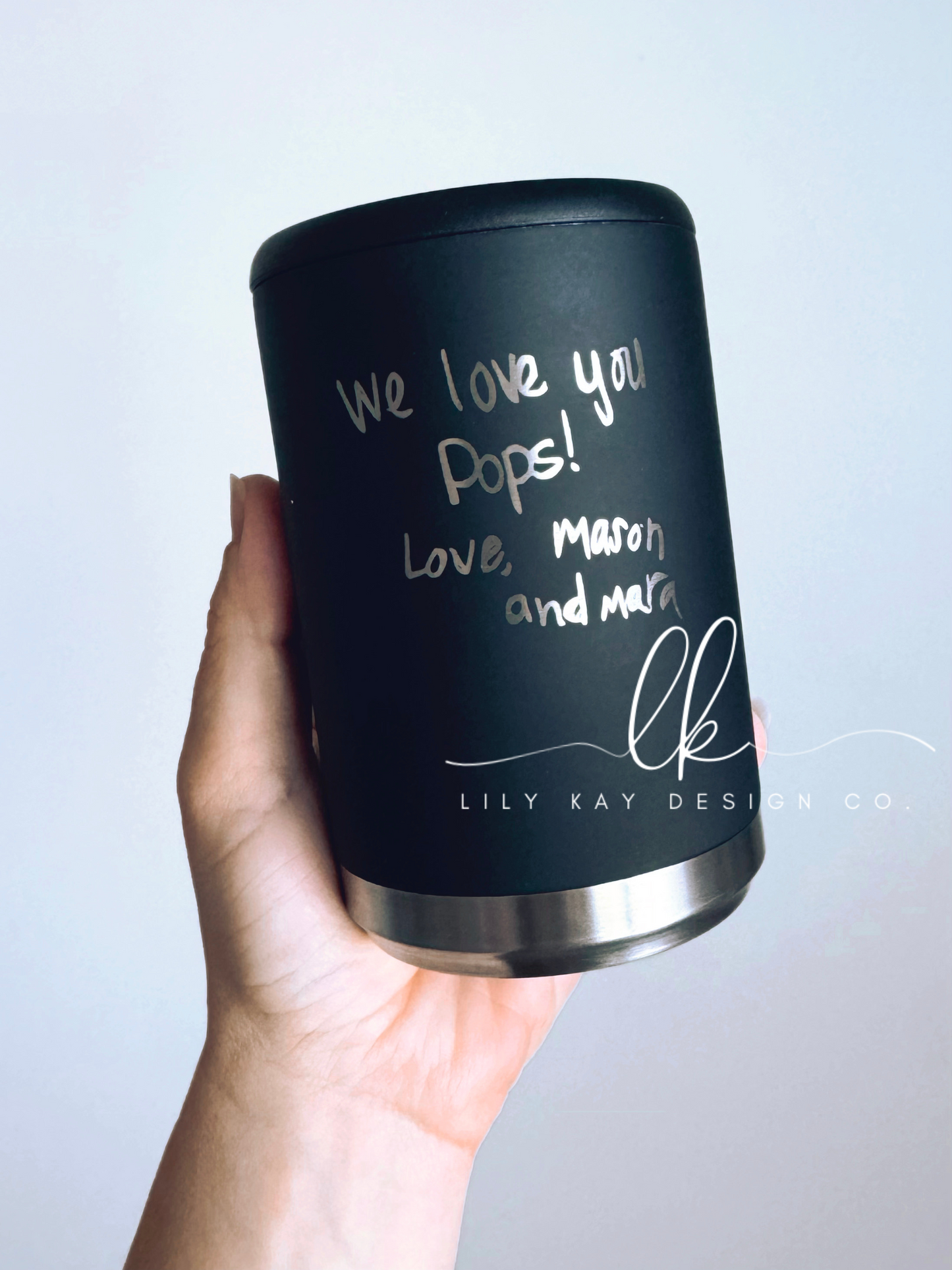 Engraved Matte Black Can Cooler