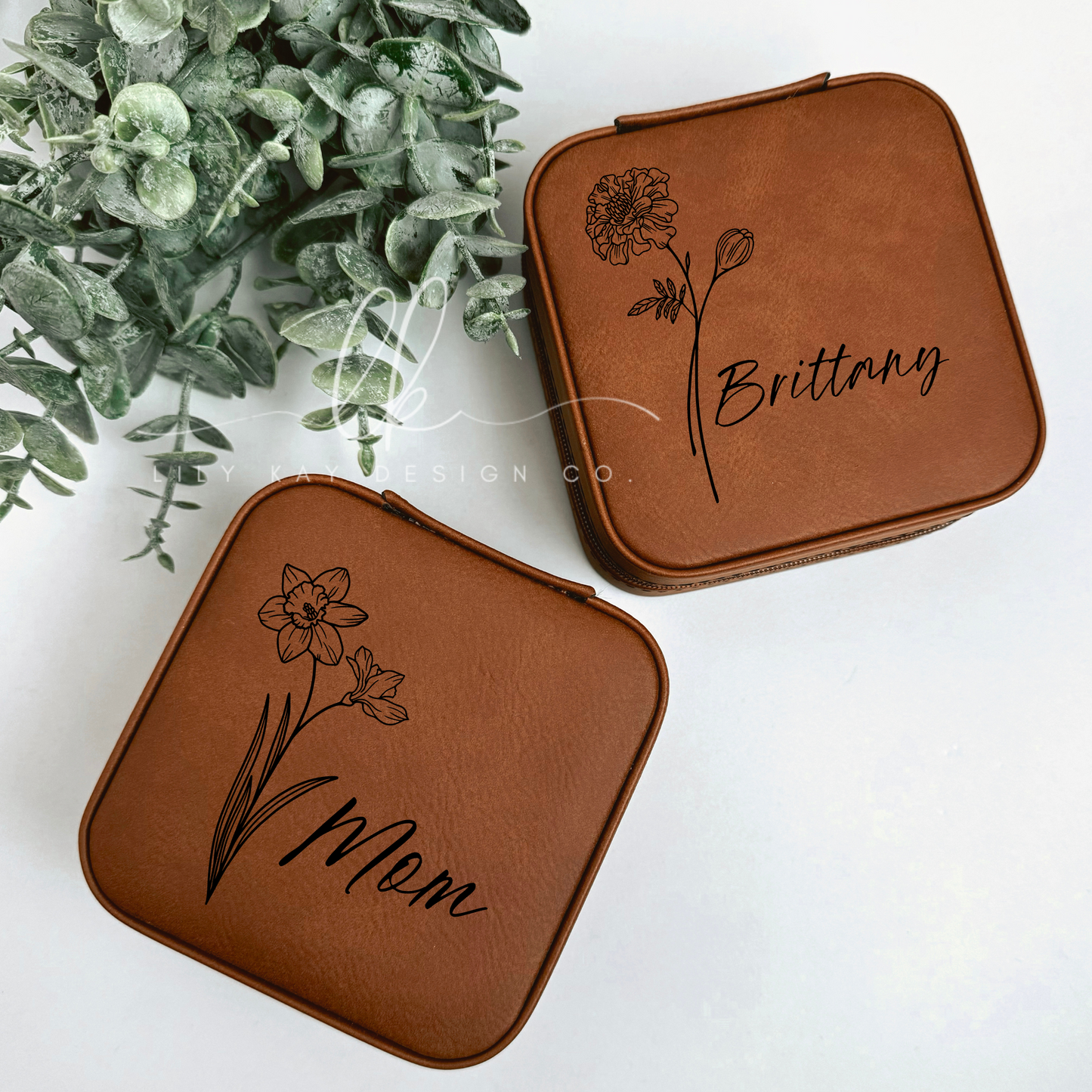 Custom Engraved Leatherette Jewelry Box