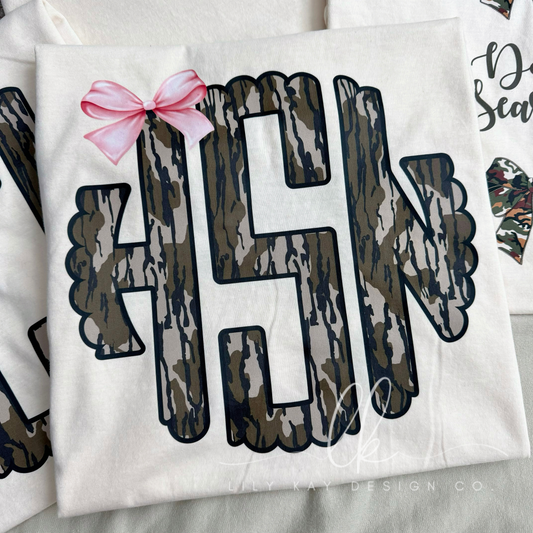 Scalloped Camo Monogram Tee