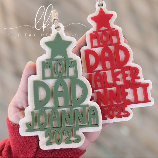 Family Name Tree Ornament (Color)