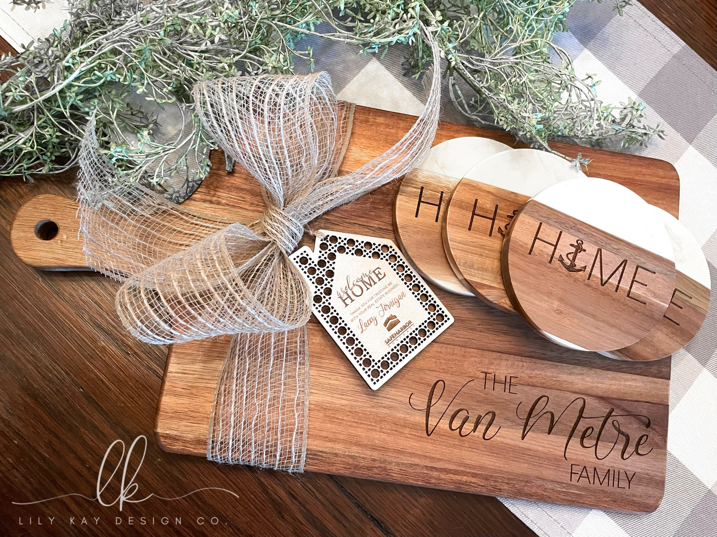 Custom Gift Set | Serving Board | Coasters | Tag