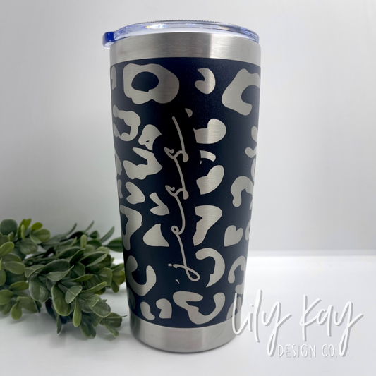 Personalized Leopard Engraved Tumbler